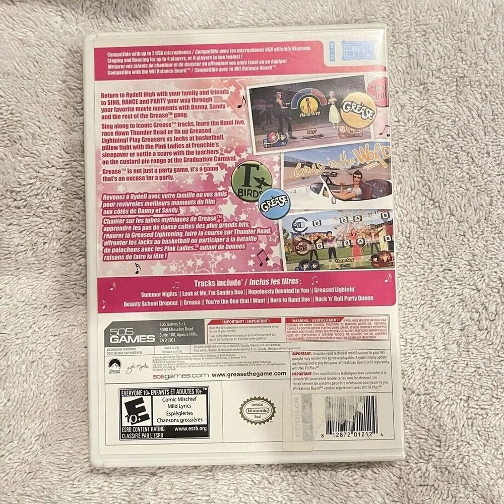 Grease (Nintendo Wii, 2010) TESTED COMPLETE CASE DISC BOOKLET Video Game